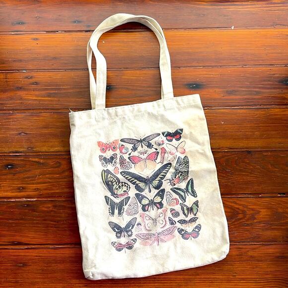 Butterfly print canvas tote bag - Picture 1 of 4